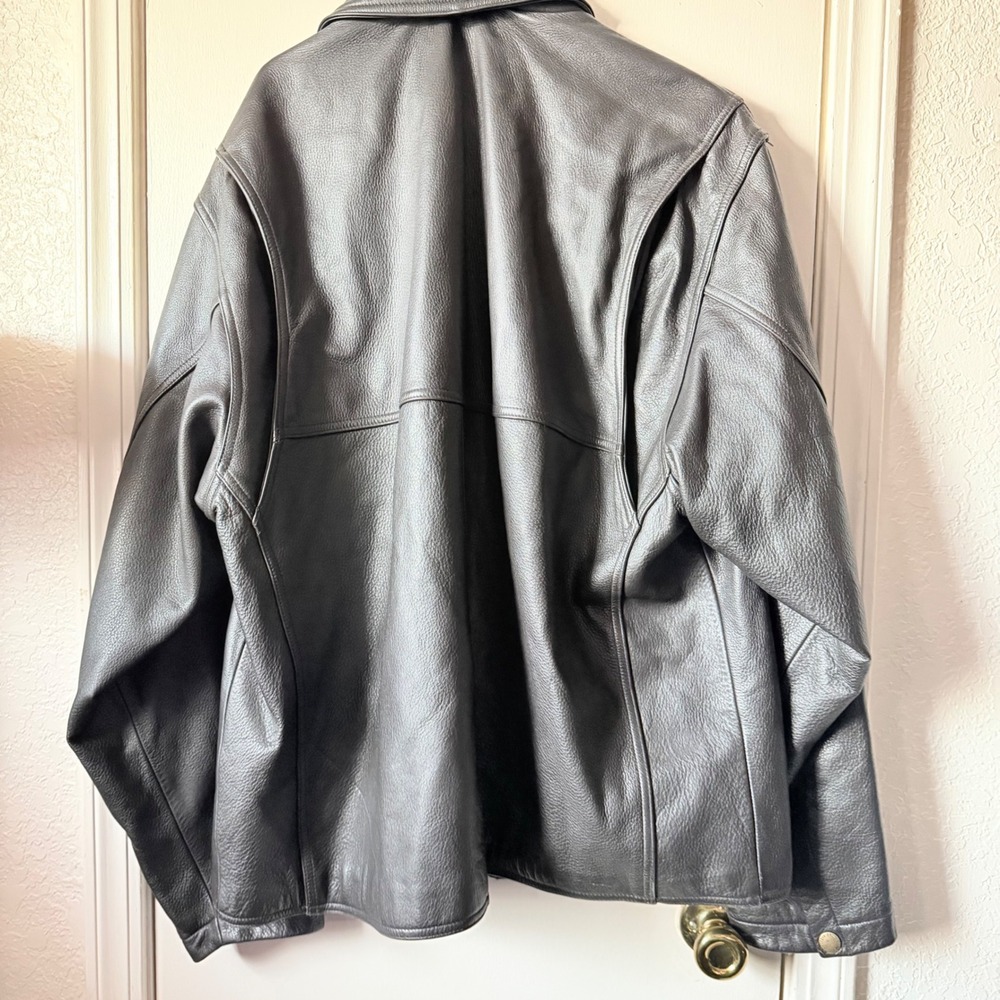 Vintage Eddie Bauer Mens XL Tall Dark Brown Genuine Leather Full Zip Jacket - Picture 5 of 5